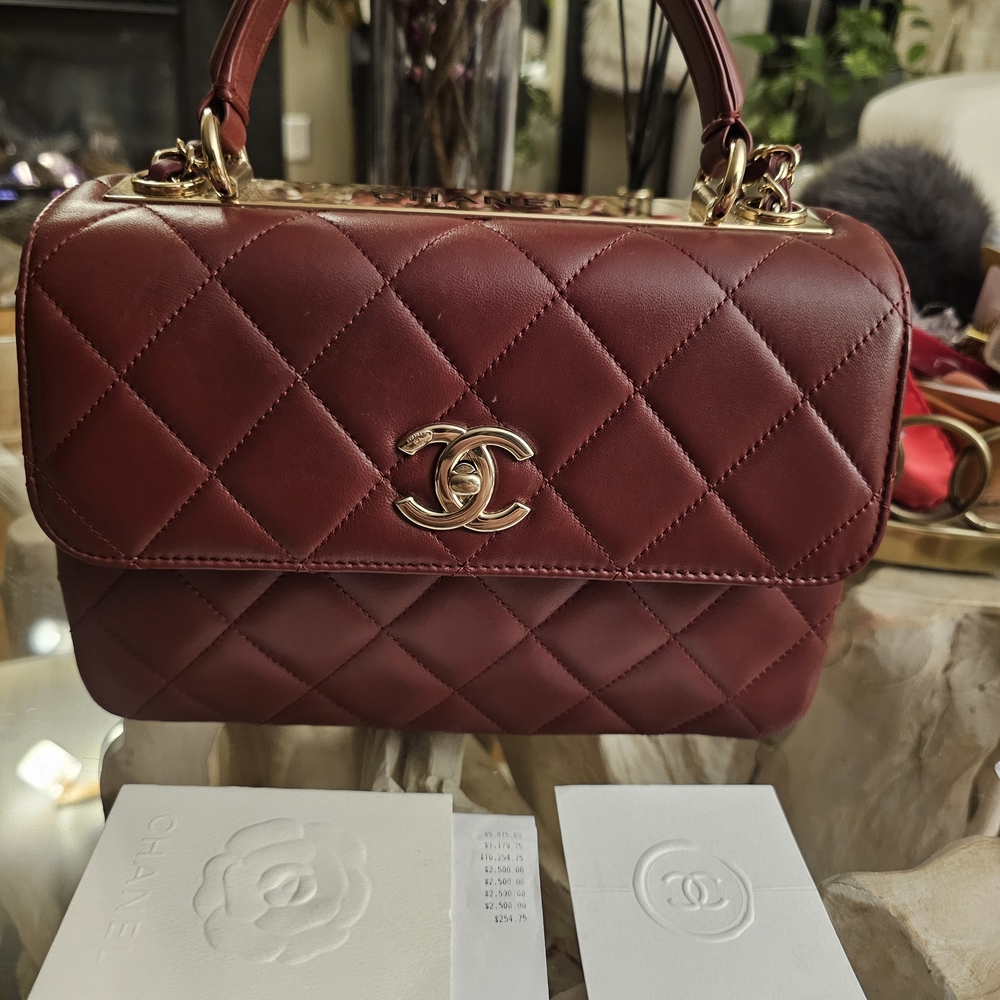 CHANEL Burgundy Quilted Shoulder Bag - Picture 16 of 16